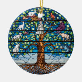 Ornamento De Cerâmica Arte em Vidro Pintado, Árvore da Vida em Vidro Pin