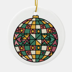 Ornamento De Cerâmica Arte em Vidro Pintado, Bola de Discoteca em Estilo
