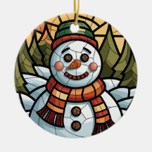 Arte em Vidro Pintado, Boneco de Neve em Vidro Pin