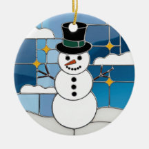 Arte em Vidro Pintado, Boneco de Neve em Vidro Pin