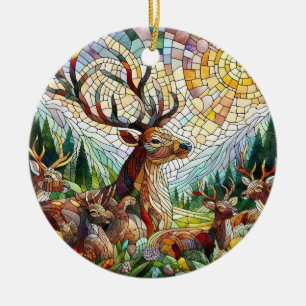 Ornamento De Cerâmica Arte em Vidro Pintado, Estilo de Arte de Veado em