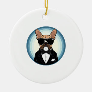 Ornamento De Cerâmica Arte Engraçada e Engraçada do Bulldog Francês