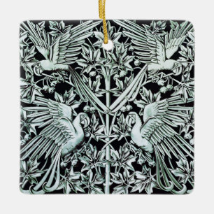 Ornamento De Cerâmica Arte Floral Art Nouveau Vintage Papagaio Ave