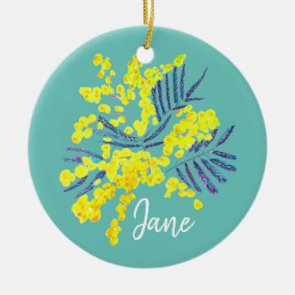 Ornamento De Cerâmica Arte floral australiana Wattle Mimosa