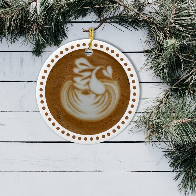 Ornamento De Cerâmica Arte Floral Baristas Em Latte (Criador carregado)