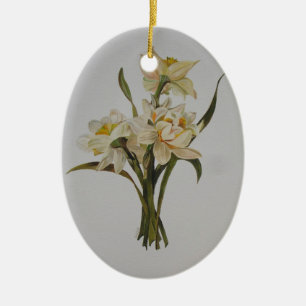 Ornamento De Cerâmica Arte Floral de Buquê Duplo Narcissi