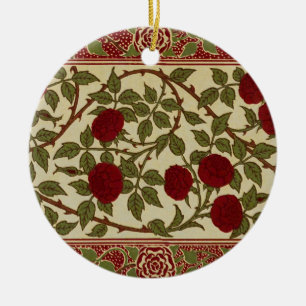 Ornamento De Cerâmica Arte Floral Rosa Vermelha Rosamund Vintage de Walt