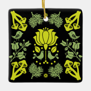 Ornamento De Cerâmica Arte Folclórica de Cogumelos Florestais Nórdicos