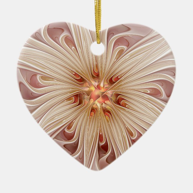 Ornamento De Cerâmica Arte Fractal do Pastel de Pêssego abstrato Moderno (Frente)