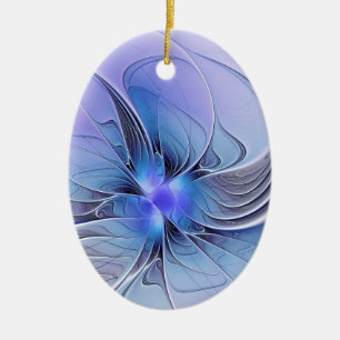Ornamento De Cerâmica Arte fractal moderna abstrata azul lavanda