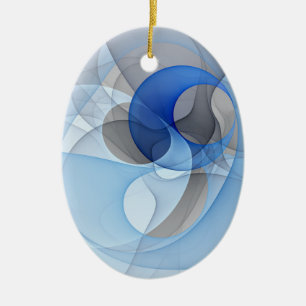 Ornamento De Cerâmica Arte Gráfica Abstrata Moderna Azul-Cinza Fractal