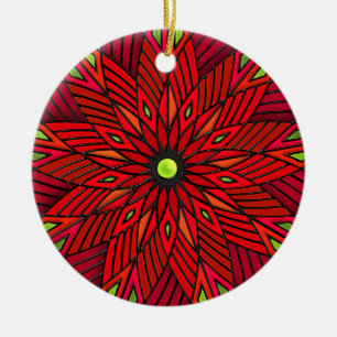Ornamento De Cerâmica Arte Moderna Deco Poinsettia - Redonda (Personaliz