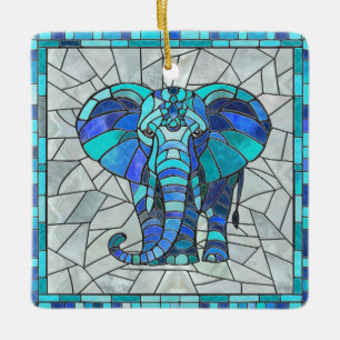 Ornamento De Cerâmica Arte mosaica de Elefante Azul