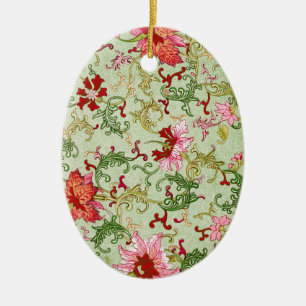 Ornamento De Cerâmica Arte Nova Antiga Chinoiserie Floral Chinesa