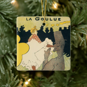 Ornamento De Cerâmica Arte Nova Antiga, La Goulue por Toulouse Lautrec