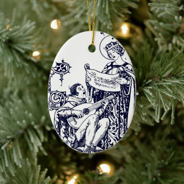 Ornamento De Cerâmica Arte Novo de Cantores de Natal Medievais Vintage (Árvore)