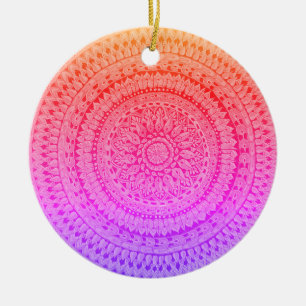 Ornamento De Cerâmica Arte Original de Mandala Multicolor