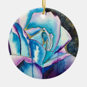 Ornamento De Cerâmica Arte original Rosa azul