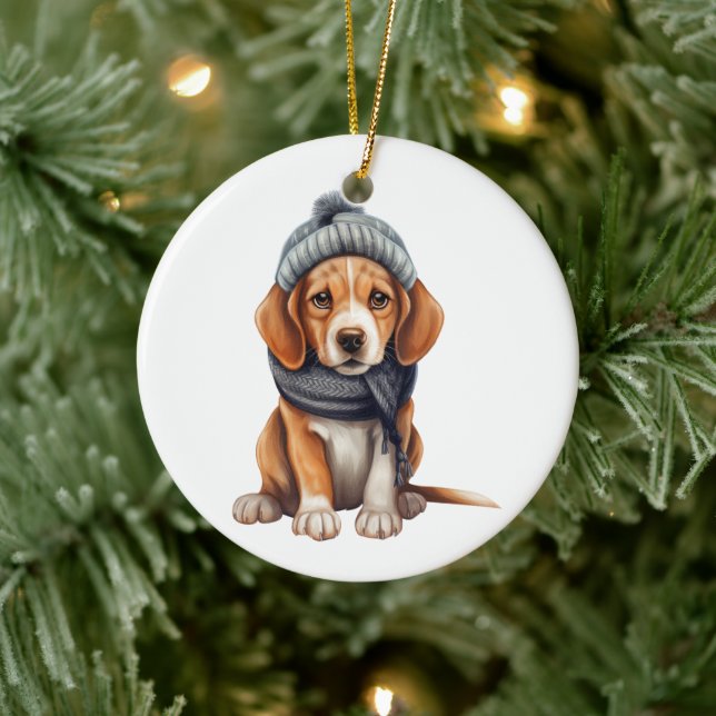 Ornamento De Cerâmica Arte personalizada de cachorro-beagle (Árvore)