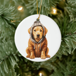 Ornamento De Cerâmica Arte personalizada de cão labrador