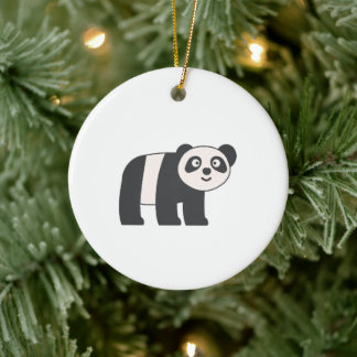 Ornamento De Cerâmica Arte Plana de Urso Panda Fofo Minimalista