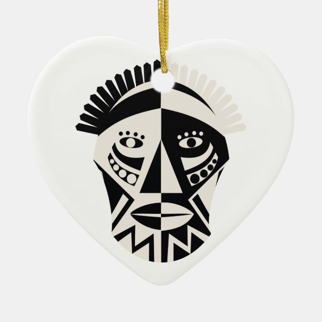 Ornamento De Cerâmica Arte popular africana do primitivo da máscara (Frente)