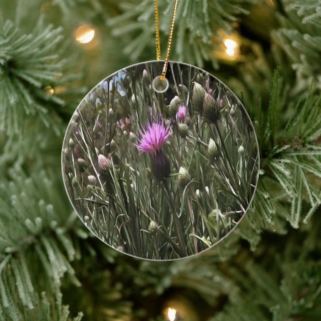 Ornamento De Cerâmica Arte Realista Roxo Thiste Wildflower (Árvore)