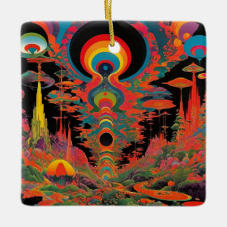 Ornamento De Cerâmica Arte Retro Psicodélico dos Anos 1960 Trippy Vintag