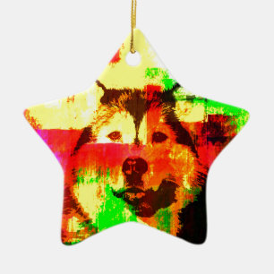 Ornamento De Cerâmica Arte Siberian Husky Dog