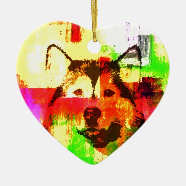 Ornamento De Cerâmica Arte Siberian Husky Dog (Frente)