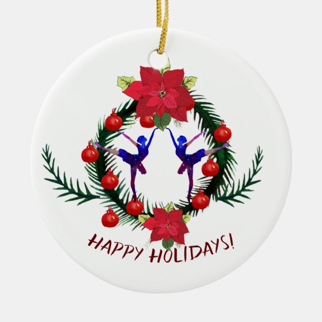 Ornamento De Cerâmica Arte sobre Férias de inverno do balé (Frente)