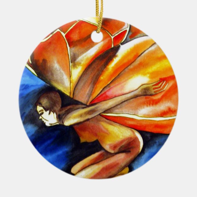 Ornamento De Cerâmica Arte surreal original de fantasia da menina borbol (Frente)