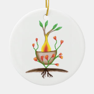 Ornamento De Cerâmica Arte Vegetal Infantil