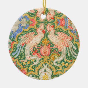 Ornamento De Cerâmica Arte Vintage de Cacatua e Pavão de Walter Crane