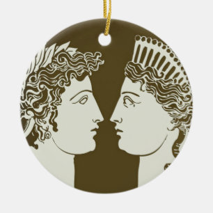 Ornamento De Cerâmica Artemis e Apolo