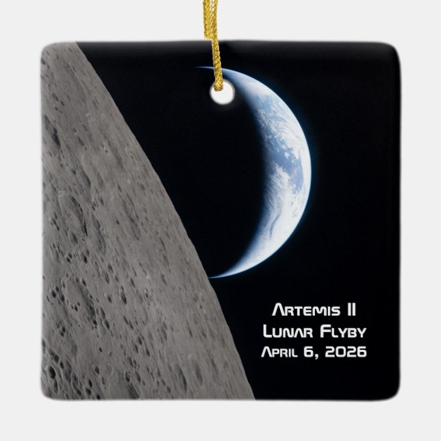 Ornamento De Cerâmica Artemis II Lunar Flyby (Frente)