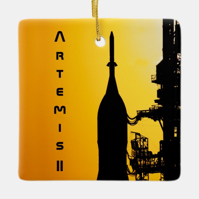 Ornamento De Cerâmica Artemis II to Launch Pad (Frente)