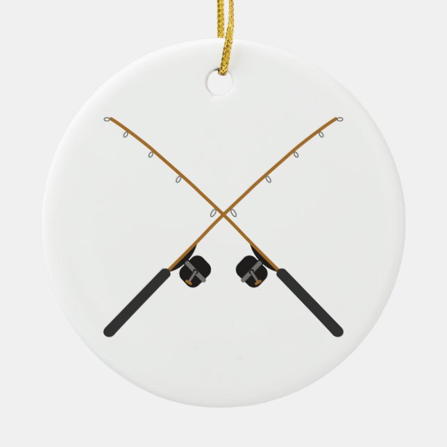 Ornamento De Cerâmica Artes De Pesca Cruzadas (Frente)