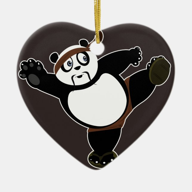 Ornamento De Cerâmica Artes Marciais Panda 2 - Marrom (Frente)