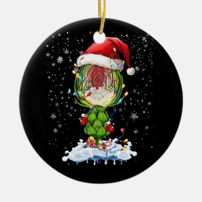Ornamento De Cerâmica Artichoke Lover Lighting Xmas Papais noeis Articho (Frente)