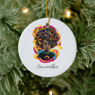 Ornamento De Cerâmica Artista Afro Mulher