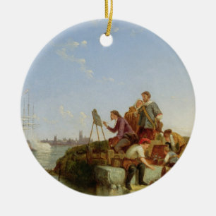 Ornamento De Cerâmica Artista em seus armação e transporte além, 1894