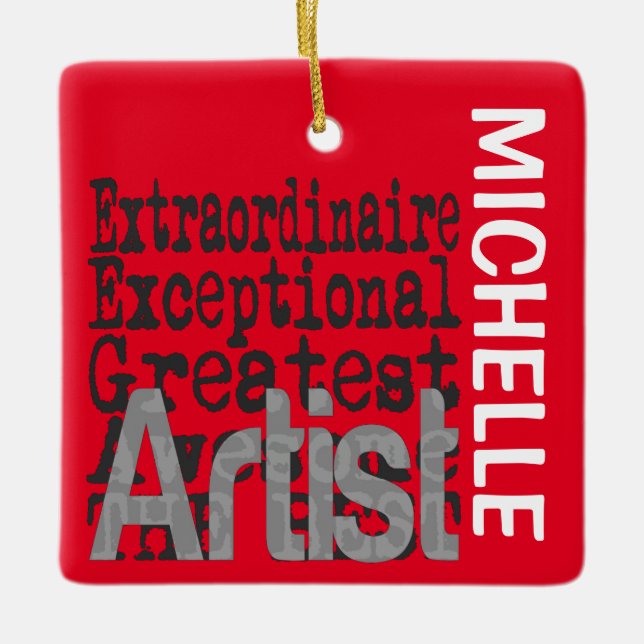 Ornamento De Cerâmica Artista Extraordinário PERSONALIZADO (Frente)