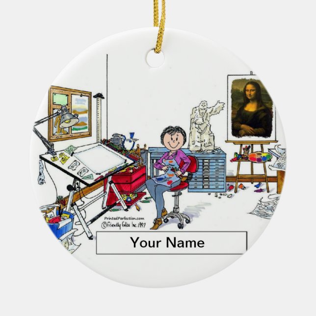 Ornamento De Cerâmica Artista - Mulher (Frente)