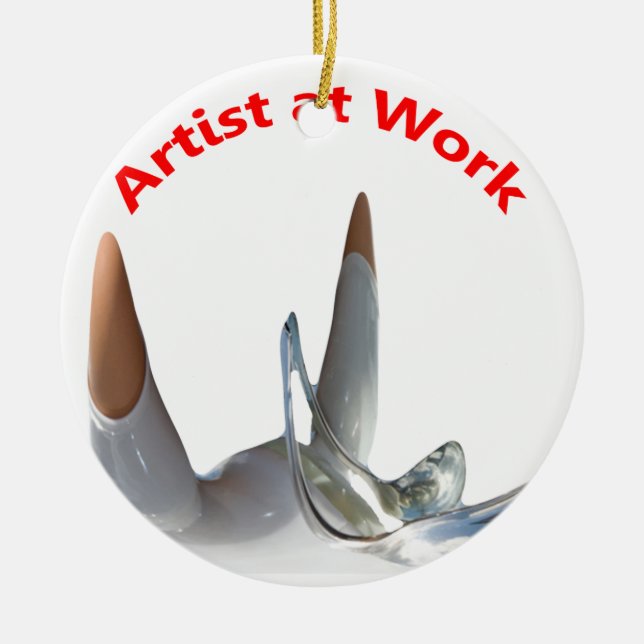 Ornamento De Cerâmica Artista no Trabalho (Frente)