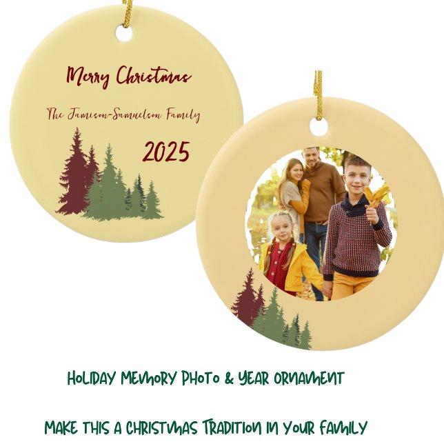 Ornamento De Cerâmica Árvore Amarela Vermelha e Verde Pinheira Natal (Criador carregado)