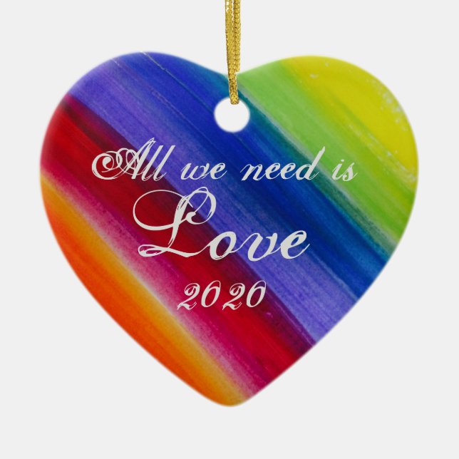 Ornamento De Cerâmica Árvore arco-íris e faixas (Frente)