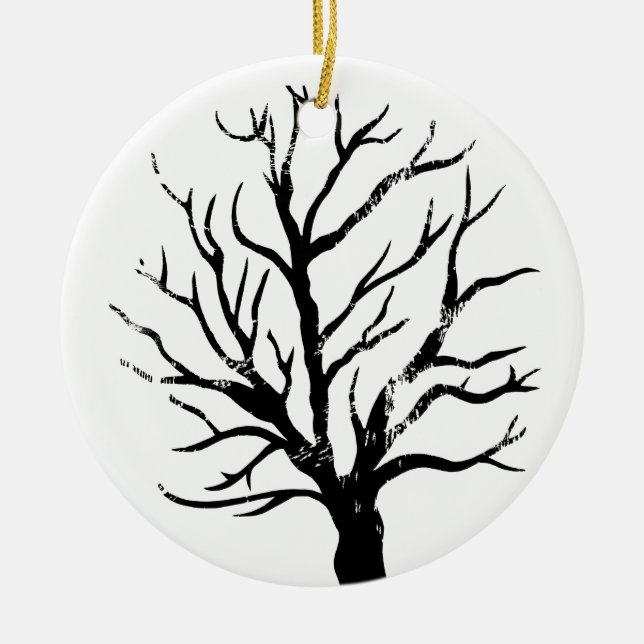 Ornamento De Cerâmica Árvore autóctone Lino Impressão (Frente)