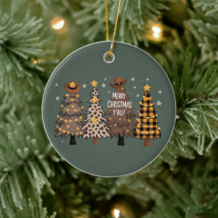 Ornamento De Cerâmica Árvore Country Christmas Western Cowboy Cowgirl 