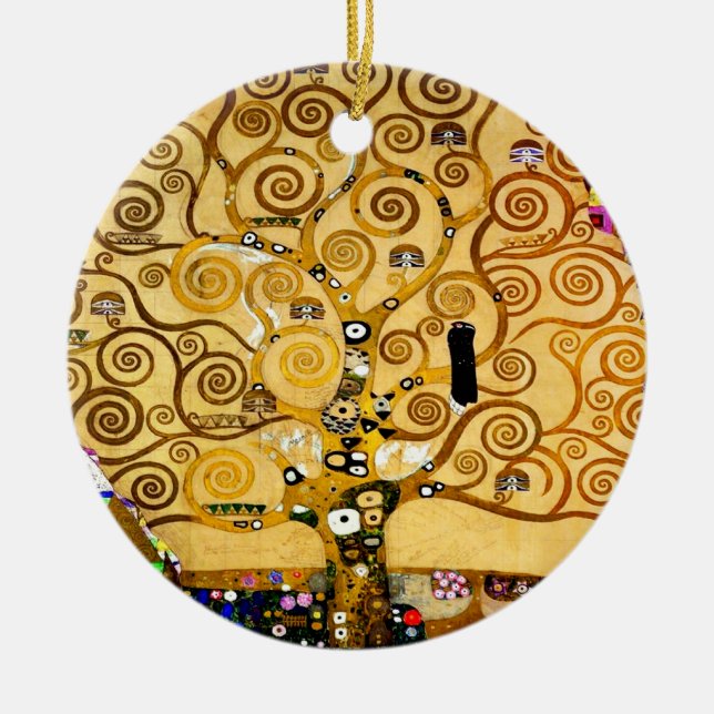 Ornamento De Cerâmica Árvore da vida Gustav Klimt Nouveau (Frente)